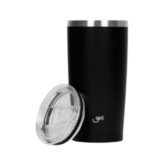 Copo Térmico Get Inox 600ml para bebidas quentes ou frias com tampa Preto
