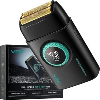 VGR 378 barbeadores elétricos para homens, lâmina flutuante tripla, barbeador elétrico masculino sem fio, máquina de barbear a motor 9000 RPM, folhas de titânio com tela de LED